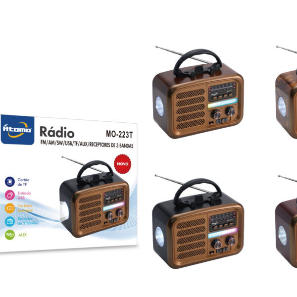 Radio FM 3 Bandas Bluetooth C/Lanterna MO-223T
