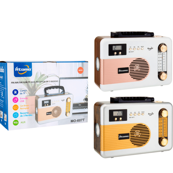 Radio FM 3 Bandas Bluetooth C/Lanterna MO-607T