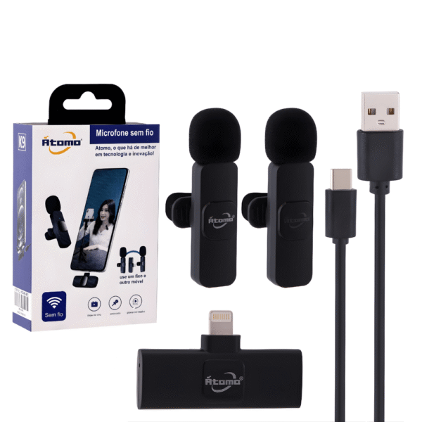 2 Microfone Lapela sem Fio para Iphone MO-K9-IP2