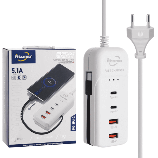 Carregador de Mesa 2 USB/2 Tipo-C MO-2PU-2