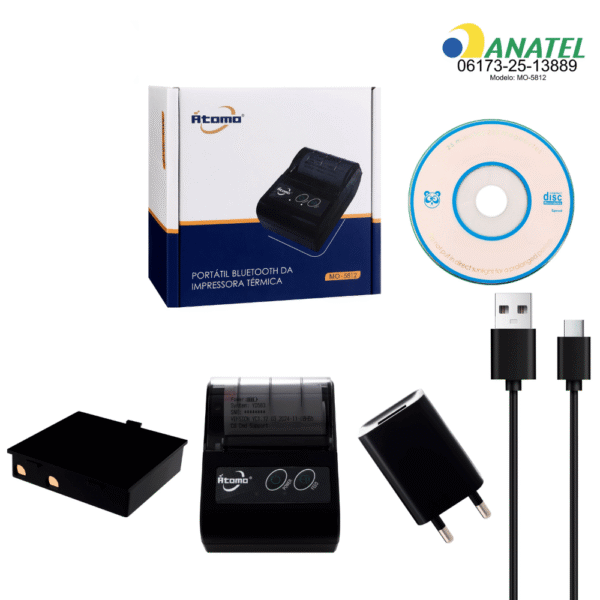 Impressora Térmica Portátil Bluetooth Átomo MO-5812