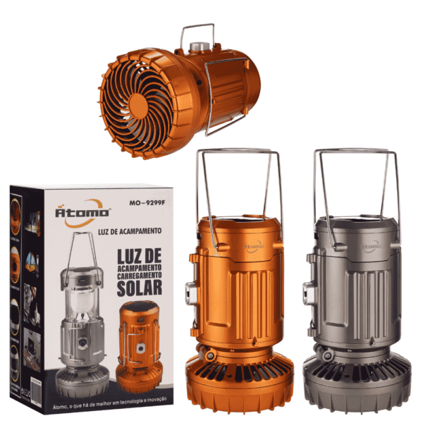 Luz de Acampamento com Ventilador e Carregamento Solar MO-9299F