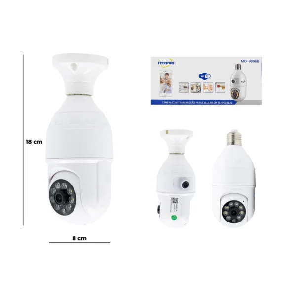 Câmera Lâmpada Wi-fi 1 Camêra Fixa e outra Movel 180° MO-9696B