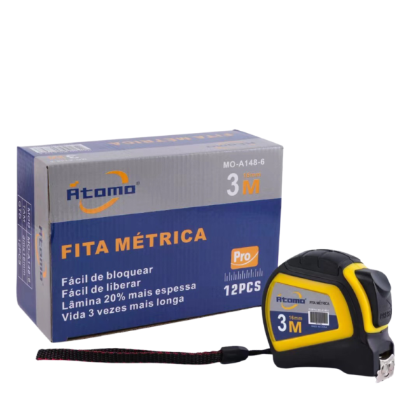 Fita métrica tipo Trena com alto travamento Átomo de 3 Metros MO-A148-6