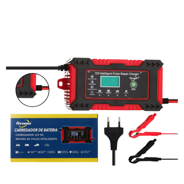 Carregador de bateria automotiva  12V com visor LCD MO-CH12V