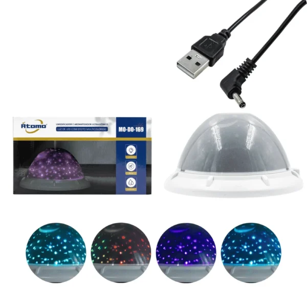 Umidificador e Aromatizador C/Luz de LED Multicores MO-DO-169