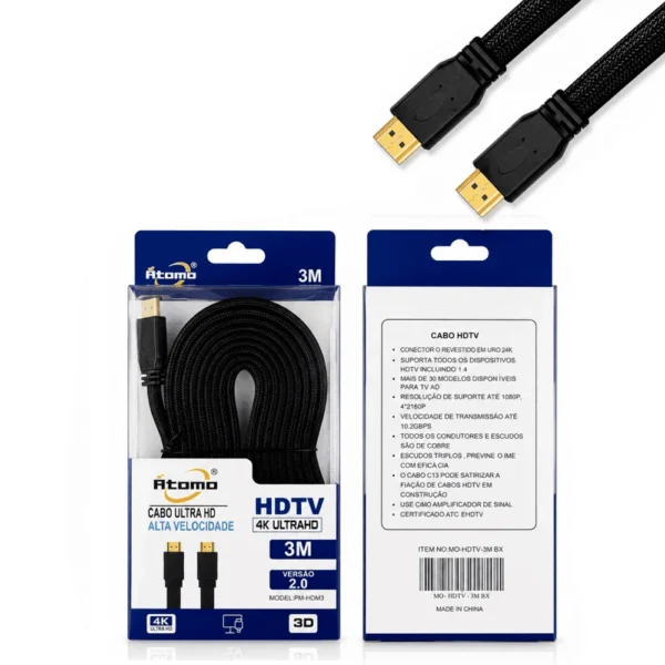 Cabo HDMI 3M. Cabo Estilo Fita MO-HDTV-3MBX