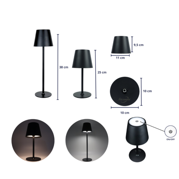 Abajur de Mesa Recarregável 3 Toques MO-T988