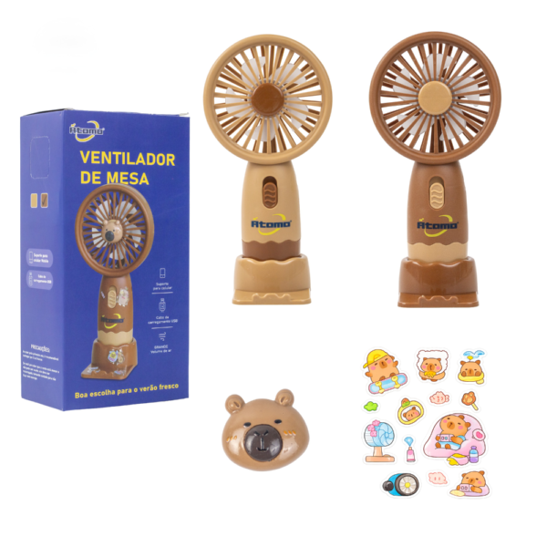 Mini Ventilador com Suporte para Celular Capivara MO-WJX-1